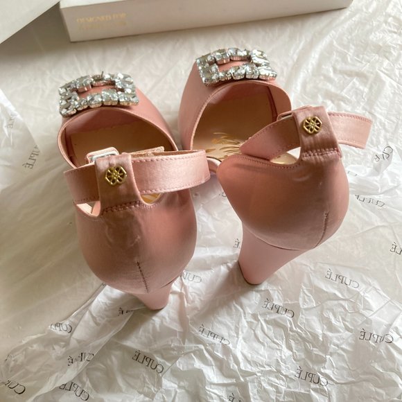 NEW Cuple women's size 38 EU gem embellished chunky heel sandals NWD missing gem - Picture 7 of 11